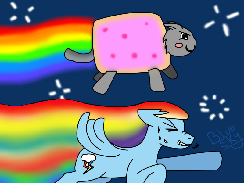 Nyan cat y Rainbow dash :3