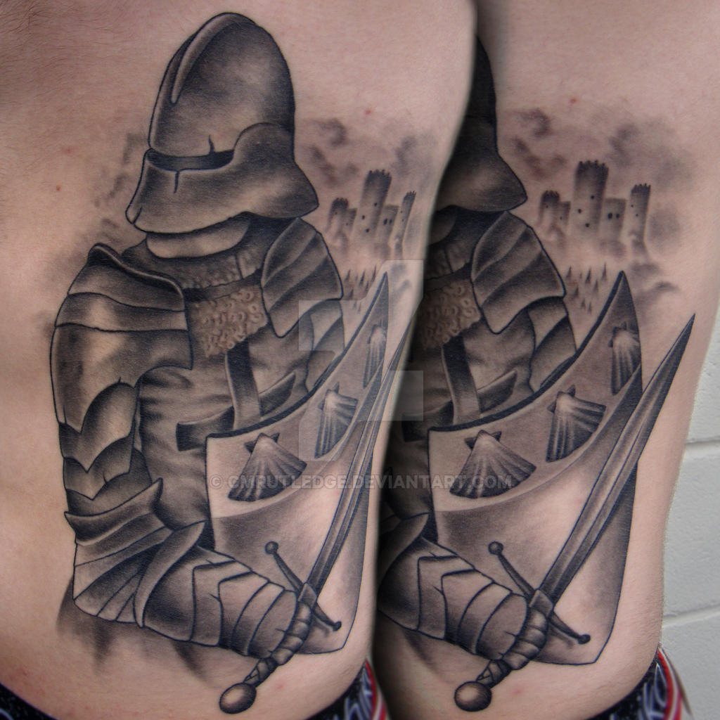 Armored Knight Black and Grey Tattoo by cmrutledge on DeviantArt