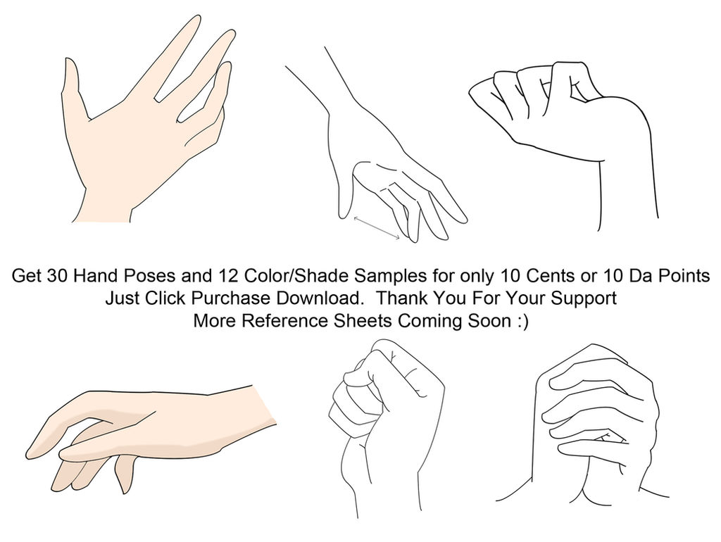 30 Anime Hands - Reference Sheet