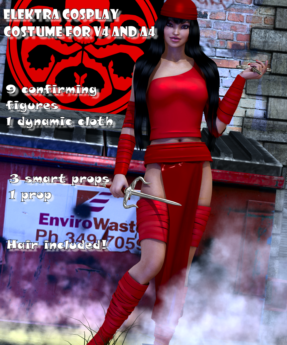 Elektra cosplay costume for V4 and A4