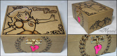 Wood Box: Princess Peach [Pyrography  Woodburning]