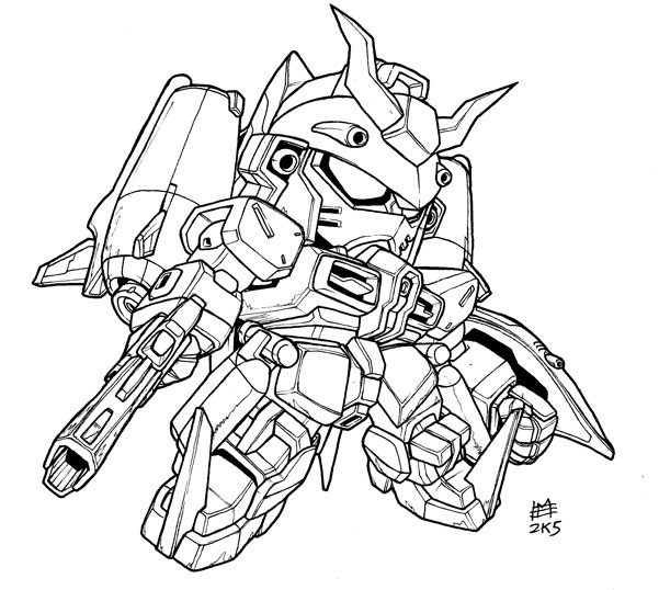 SD Chaos Gundam lineart