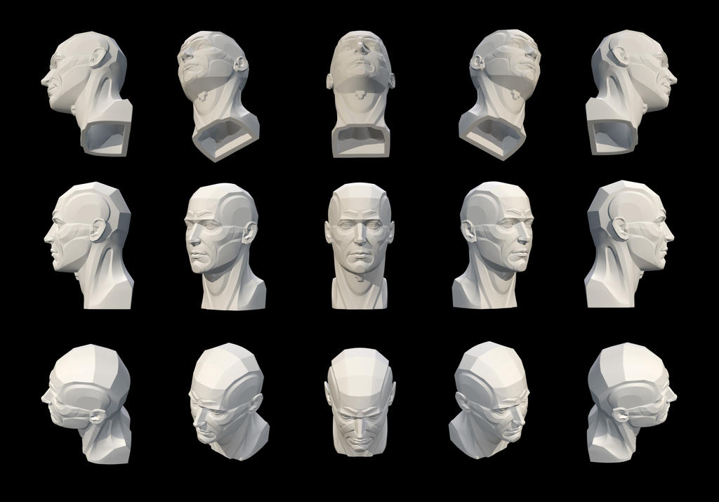 Artists anatomy reference, male head angles by no-stars on DeviantArt