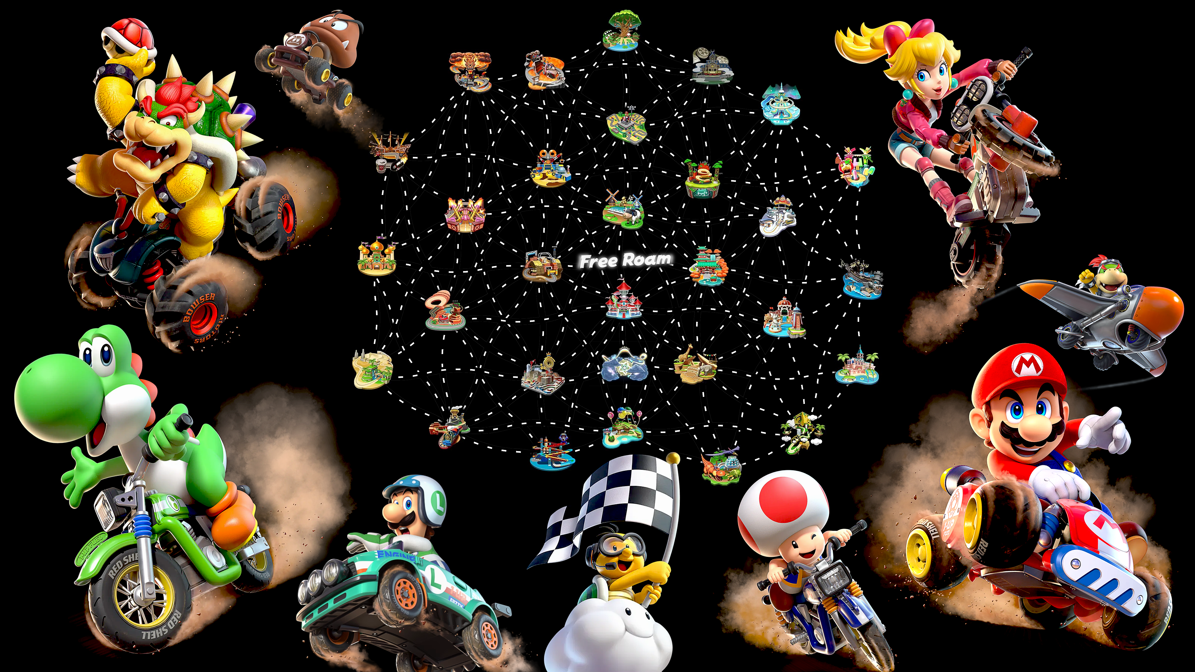 MARIO KART WORLD Map - 4K HD Wallpaper