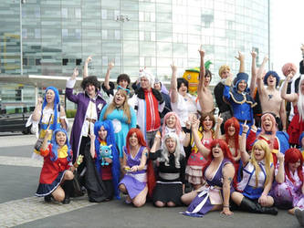 fairy tail cosplay group hands up