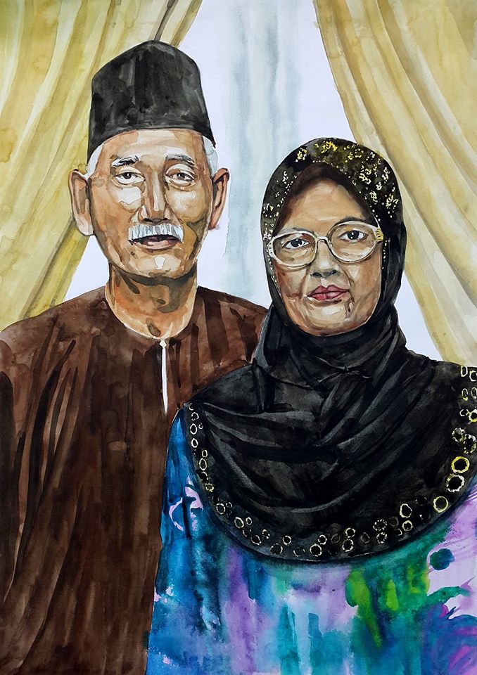 Couple portrait watercolor