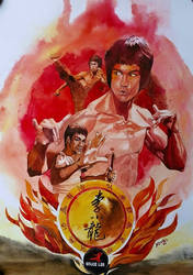 Bruce Lee watercolor illustration