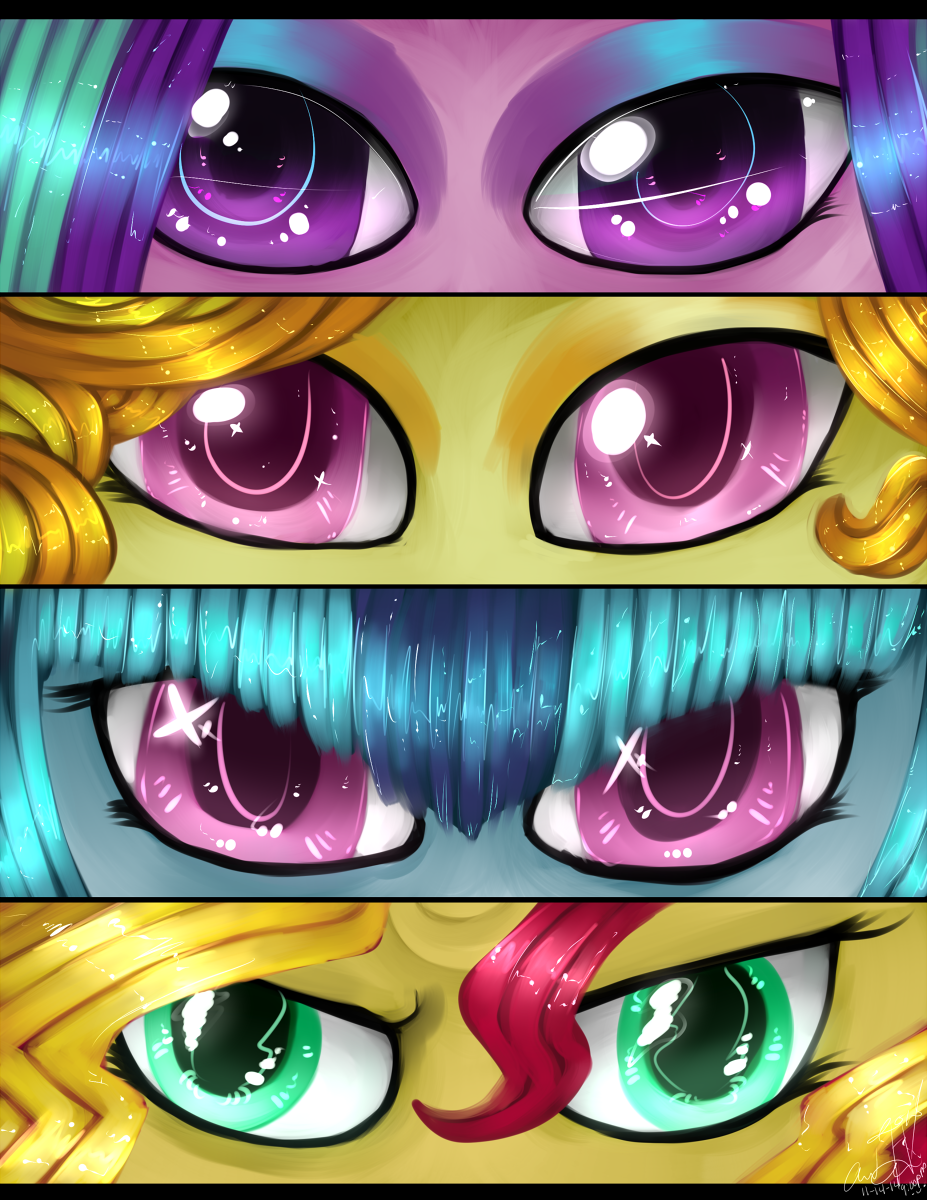 P:Speedpaint:MLP Eyes Dazzlings and Sunset Shimmer