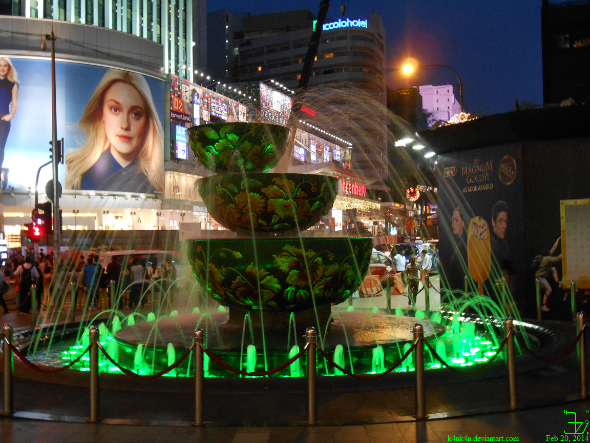 fountain at entrance of Pavillion