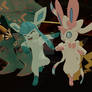 Glaceon and Sylveon dancing