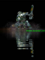 A knight and his reflection on a lake by K4nK4n