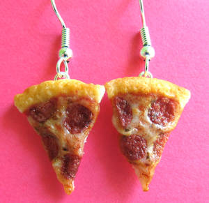 Pepperoni Pizza Earrings by LittleSweetDreams Pepperoni Pizza Earrings by LittleSweetDreams