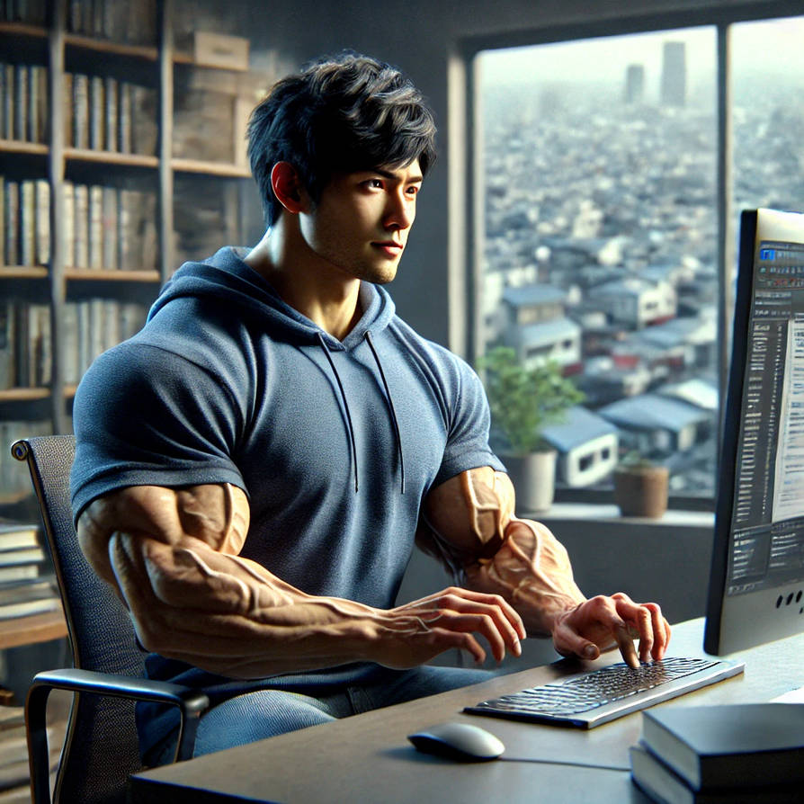 Muscle Guy Computer Asian Muscle with Computer 2 by wonseongan on DeviantArt