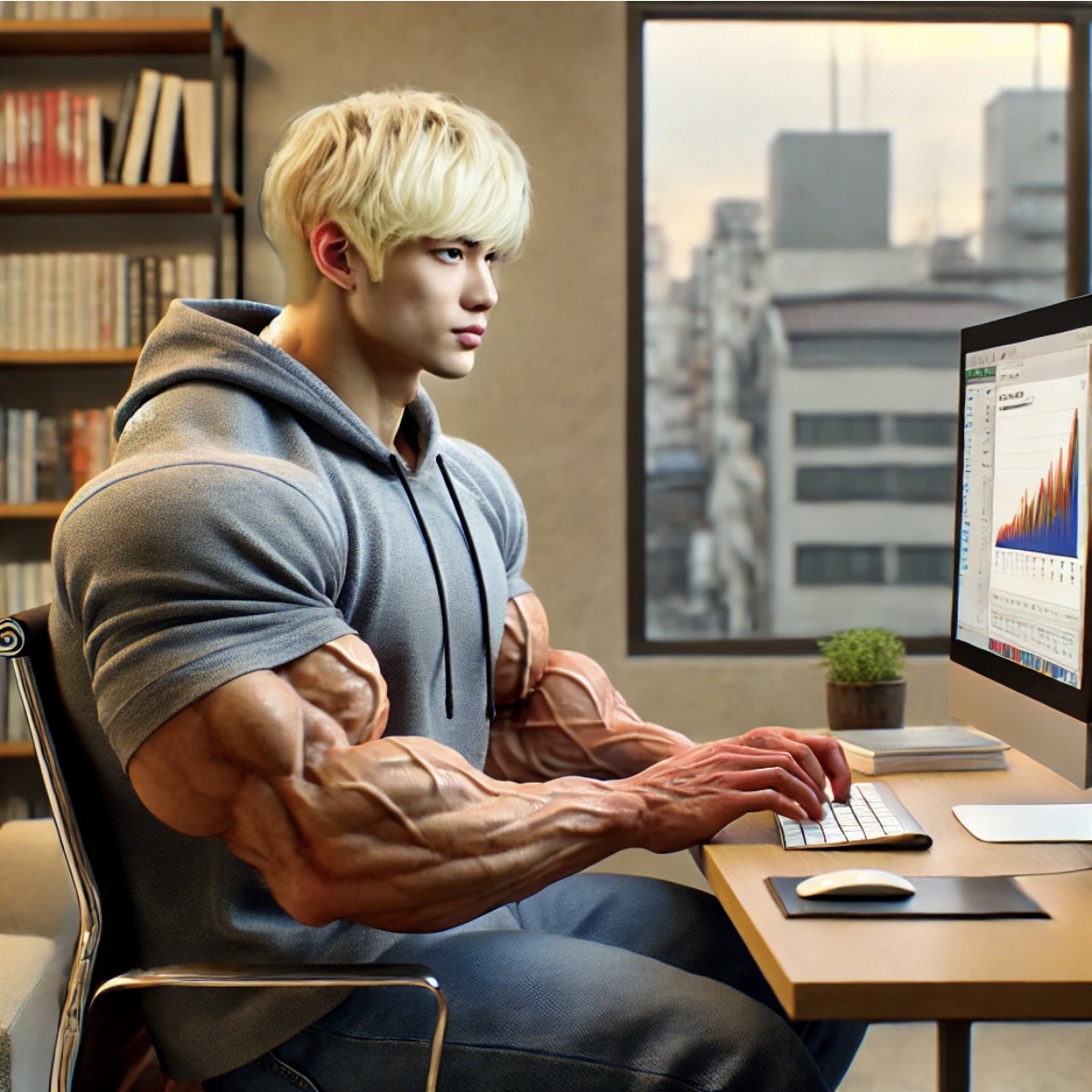 Muscle Man Using Computer Asian Muscle with Computer 5 by wonseongan on DeviantArt