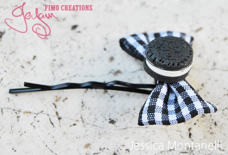 Oreo Cookie bow bobby pin