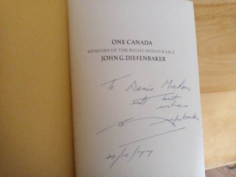 John Diefenbaker One Canada memoirs signed by him