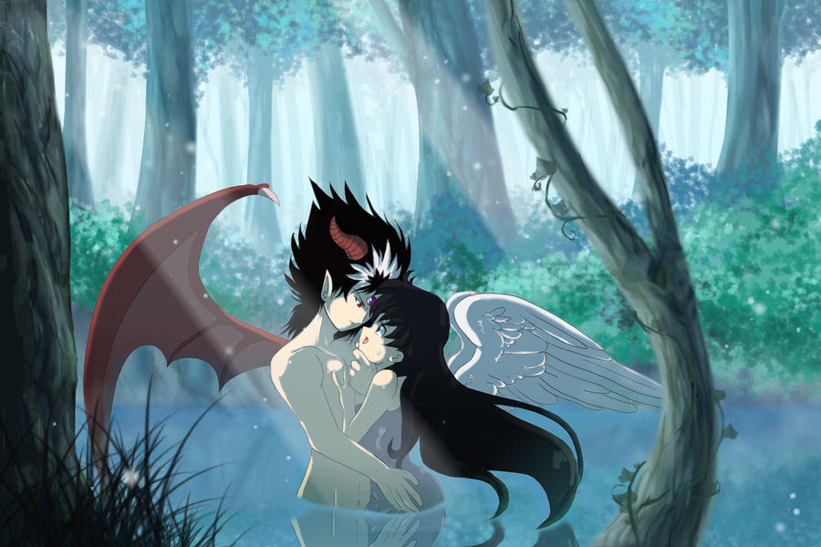 Anime angel and demon couple