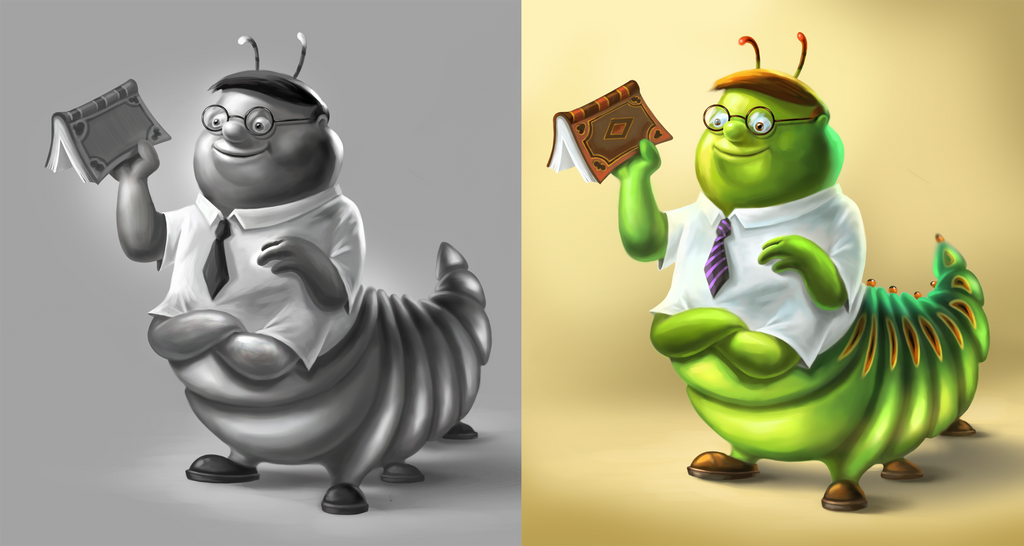 Caterpillar librarian character concept by NikolayKolev on DeviantArt
