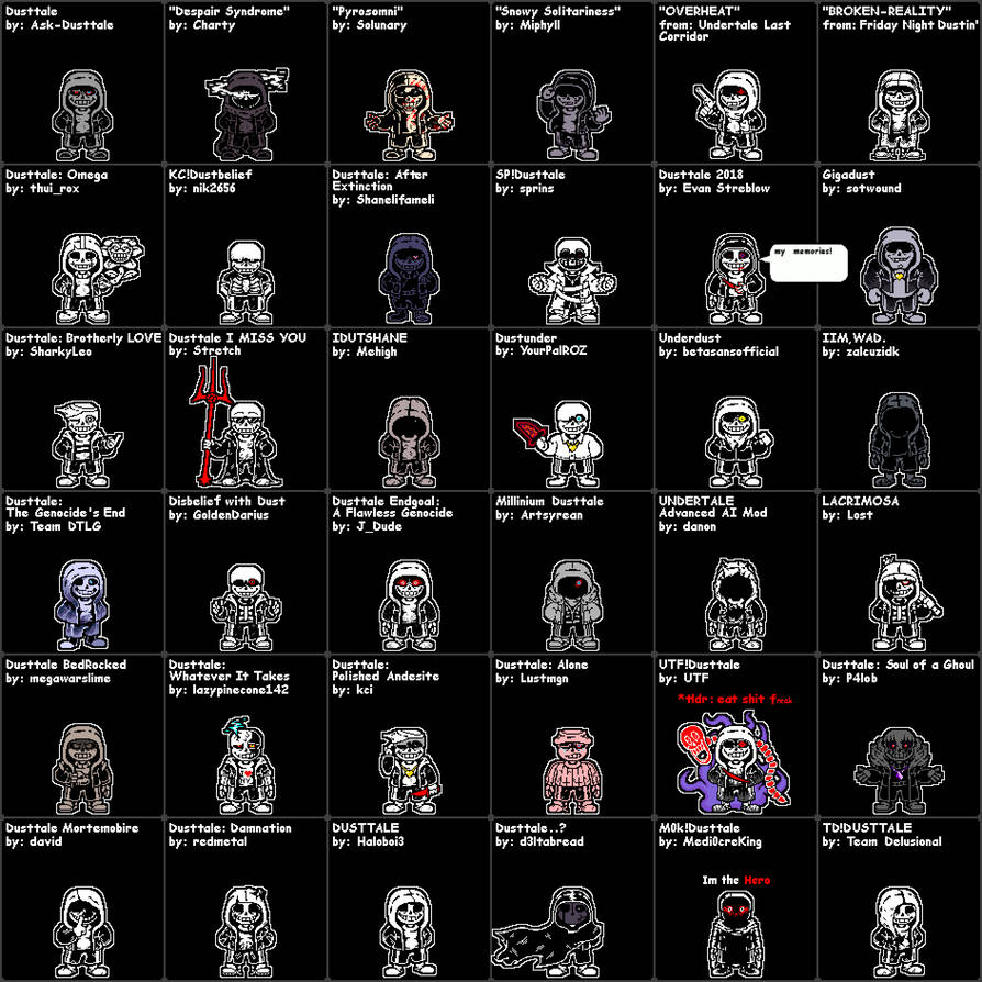 Dusttale Menu Dusttale Take Chart v2 (6x6) by omgitsjr07 on DeviantArt