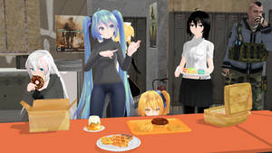 Rest in base with dessert donut and sandwich