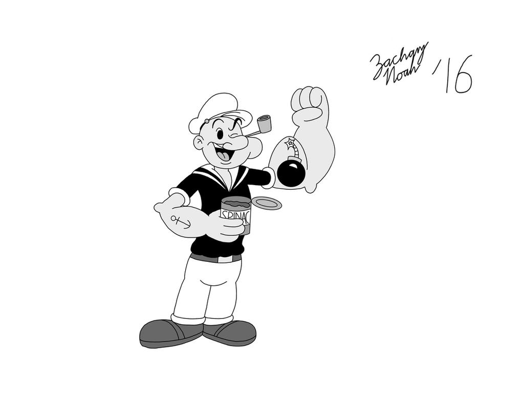 Popeye the Sailor Man in Black-and-White by ZacharyNoah92 on DeviantArt