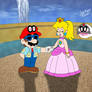 Mario and Princess Peach in the Seaside Kingdom