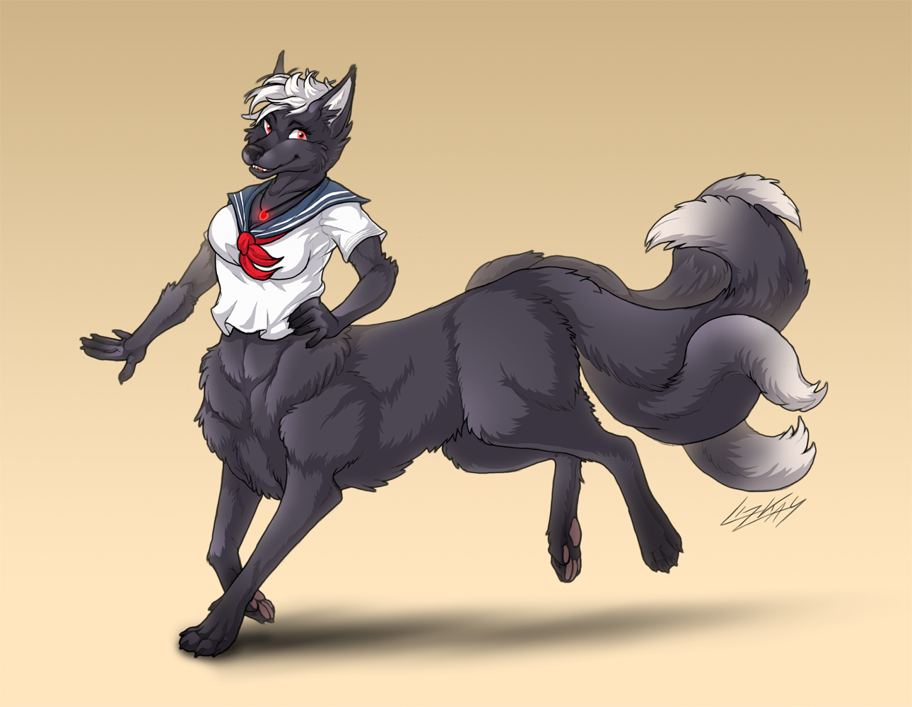 Kitsune Taur - colored sketch commission