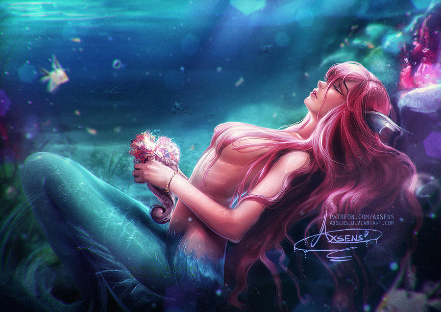 Dreaming Mermaid.nsfw optional. by Axsens