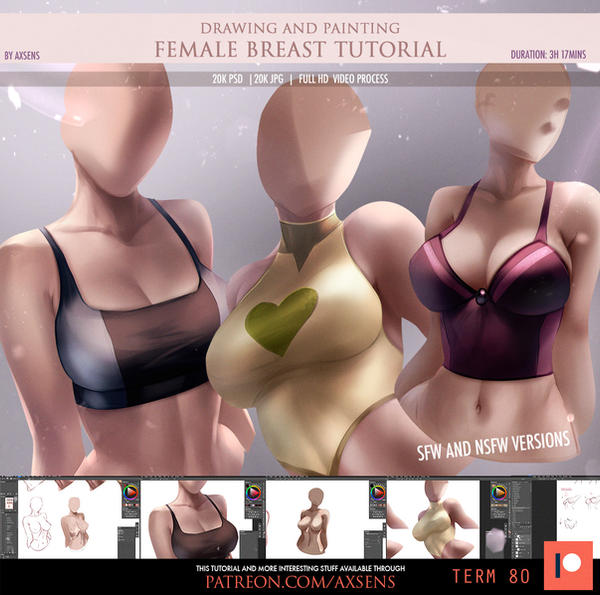 Drawing and Painting Female Breast Tutorial by Axsens