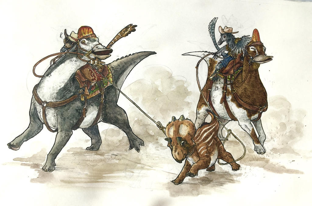 Dino Rodeo by FluffySpiderz on DeviantArt