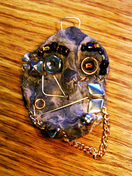 Clay Cyborg Face Pendant