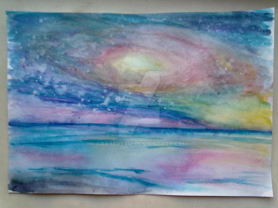 Andromeda above the sea (watercolor)