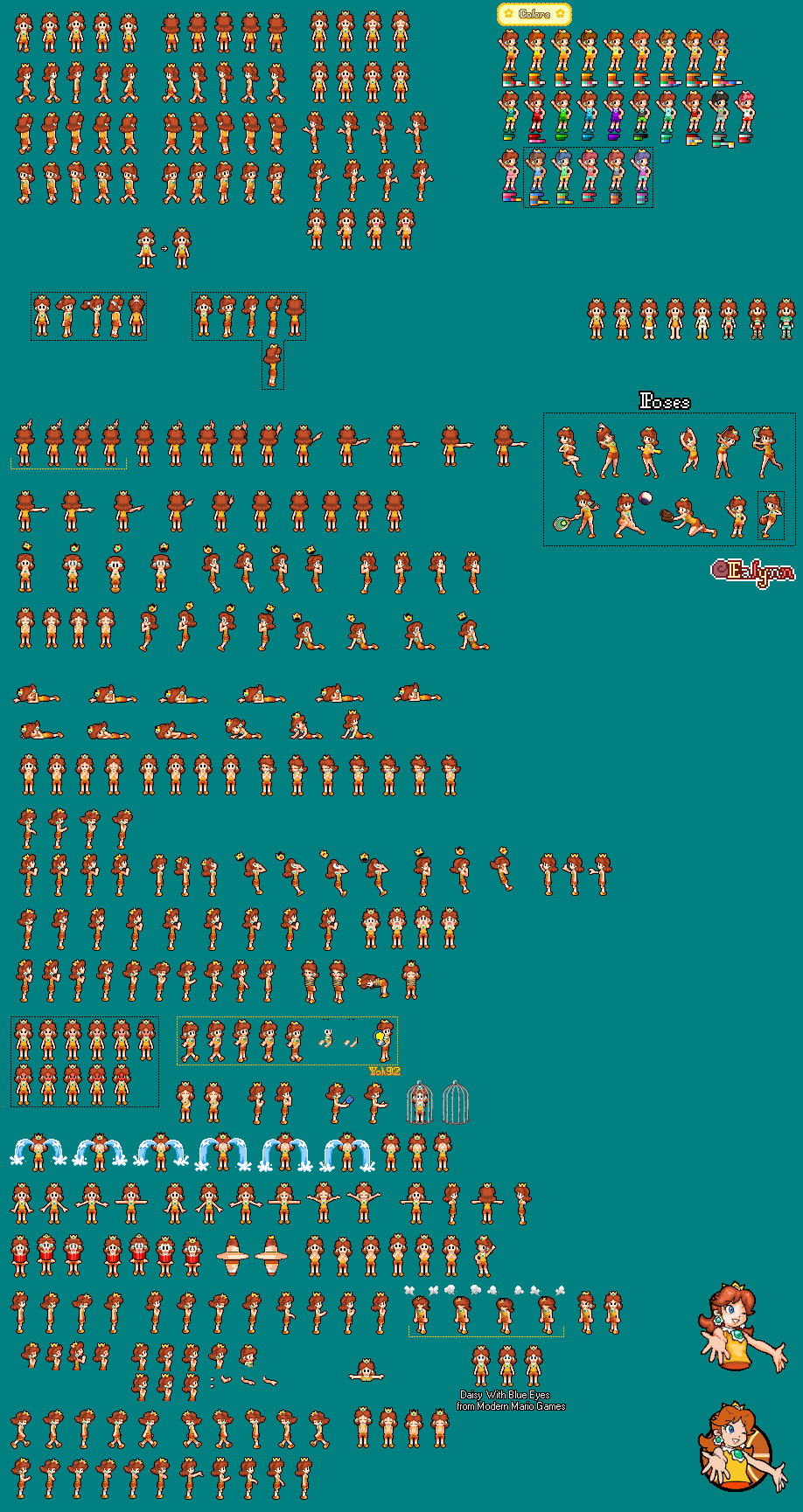 Princess Running Sprite Princess Daisy Sports Outfit Sprite Sheet by EalynnArts on DeviantArt