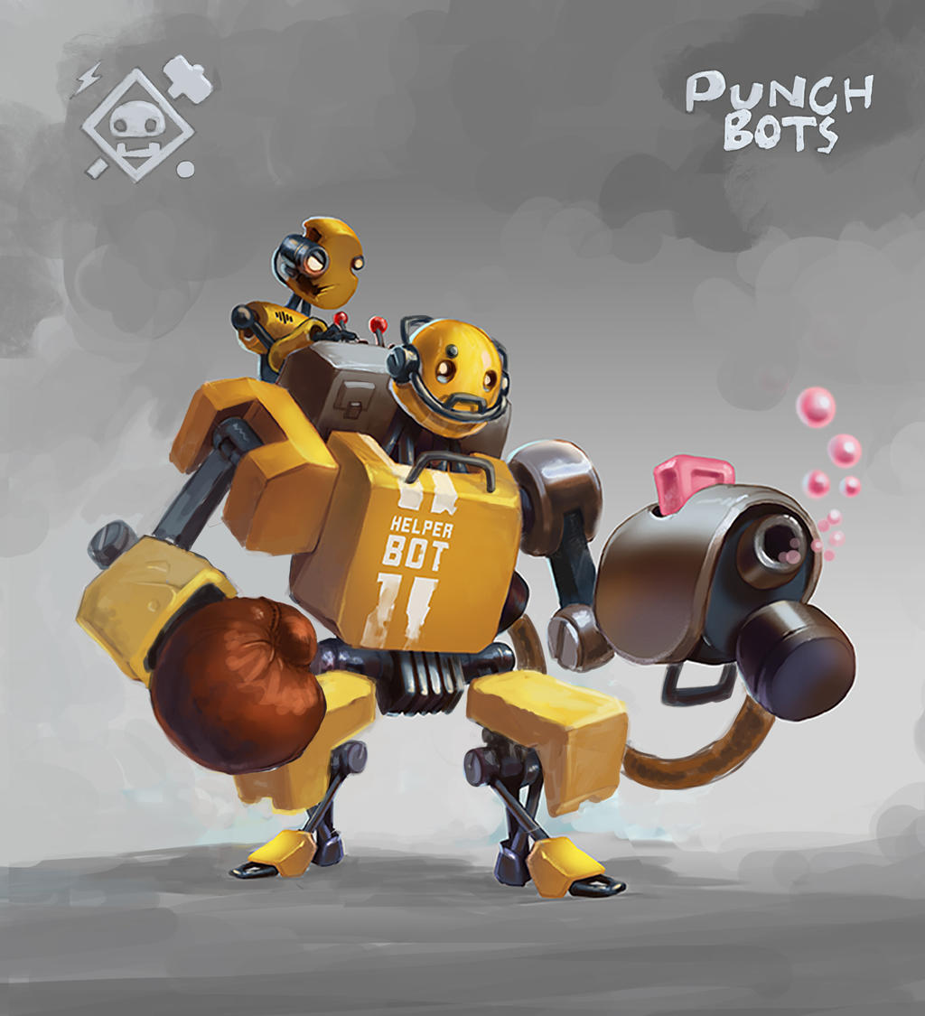 Punchbots V3. Heavy loader yellow bot by deadbko on DeviantArt