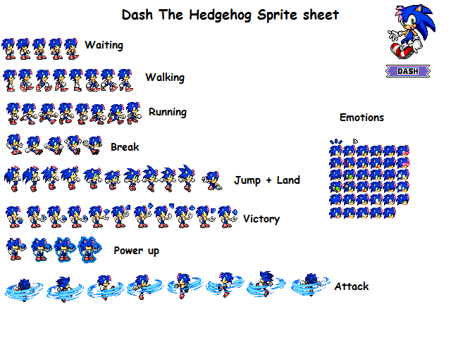 Dash The Hedgehog sprite sheet