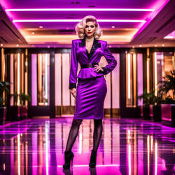 Young crossdresser as a 1980s millionaire''s wife.
