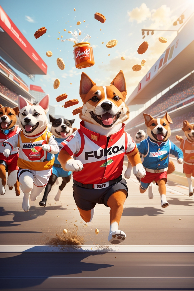 Dog Food Racing Wacky Food Race Funny Dog in Racing Outfit (3) by ELIZACAVU on DeviantArt