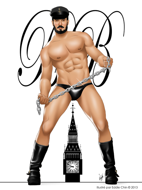 Muscle Hunk Pinup Captain Haddock in Leather Boots