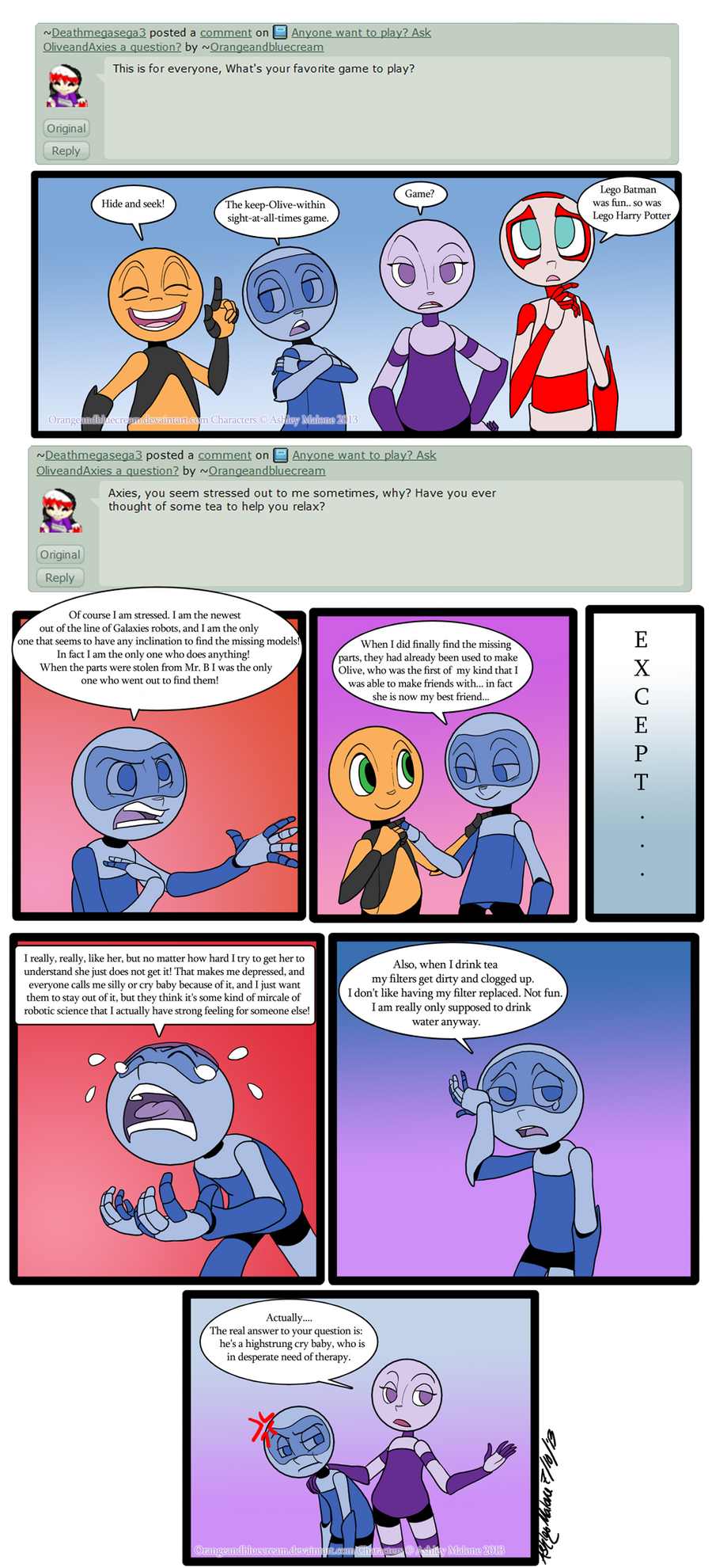 Question 2: Game and Question3: Stress by Orangeandbluecream