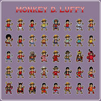 Monkey D. Luffy Outfits - Pixel Art