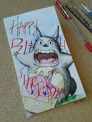 Handmade Totoro Birthday card 12.3.14