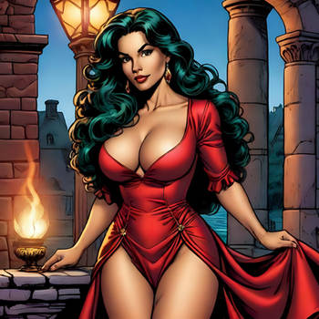 Character Fantasy Esmeralda Red Dress (1)