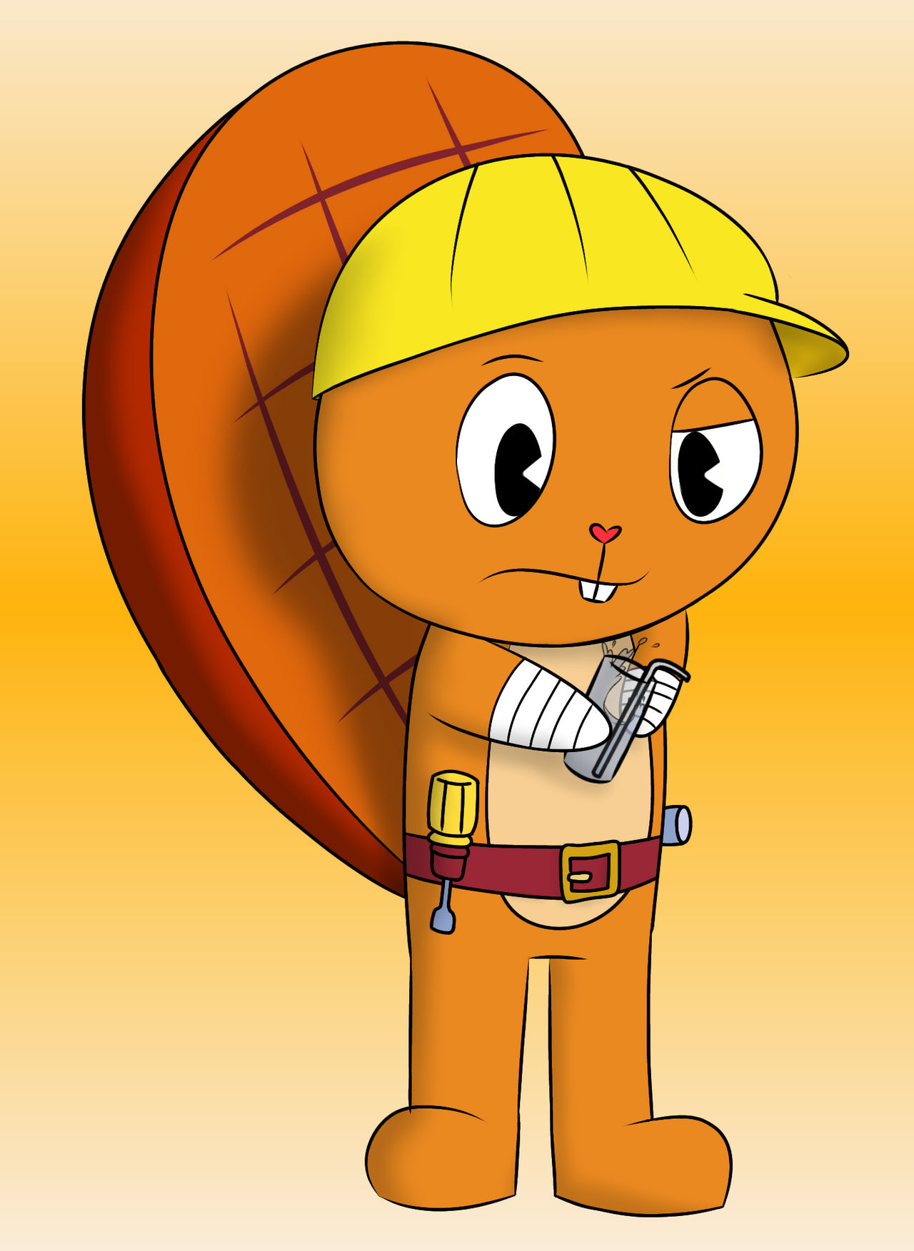 HTF Handy has a glass of water by Daviehtf on DeviantArt