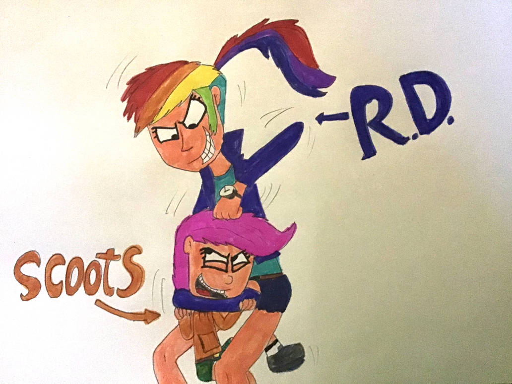 Rainbow Dash and Scootaloo (human style)