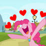 Pinkie Pie yells HAPPY HEARTS AND HOOVES DAY! 