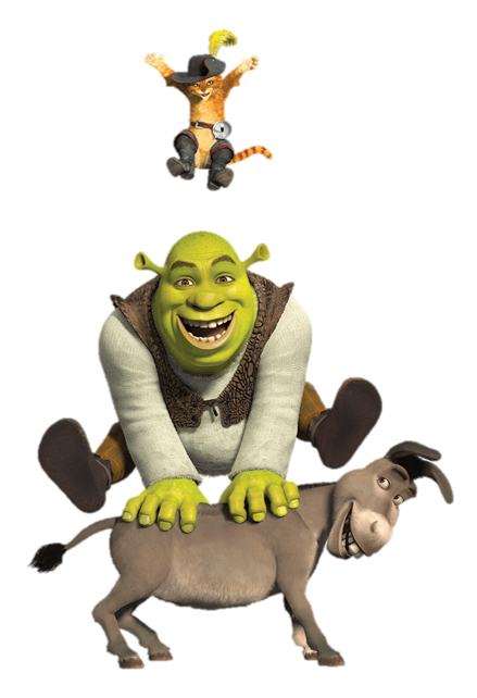 Shrek Fiona Donkey And Puss In Boots, HD Png Download, png download,  transparent png image