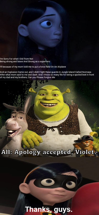 Shrek Donkey And Puss Forgive Violet By Darkmoonanimation On Deviantart