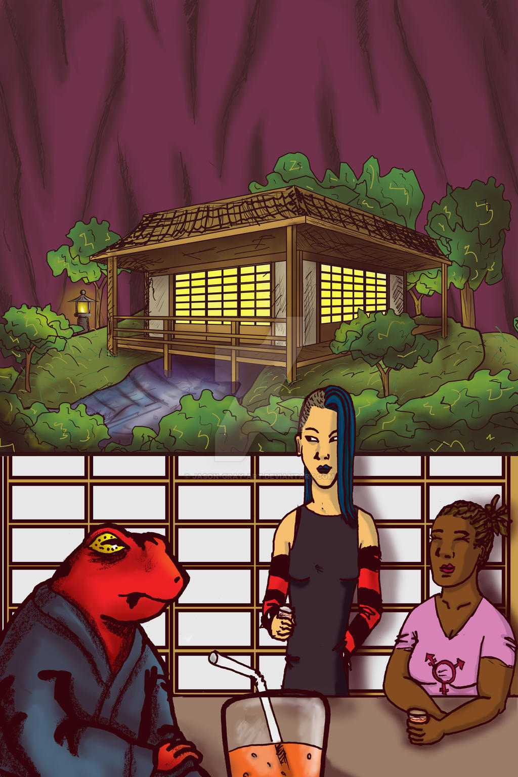 Maria, Izumi, and the Toad Demon by jason-gray-art on DeviantArt