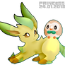 Pokemon art #13 Rowlet and Leafeon