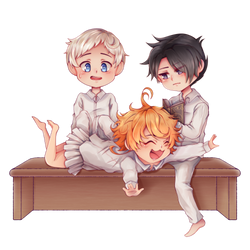 The promised neverland, Ema, Ray, and Norman